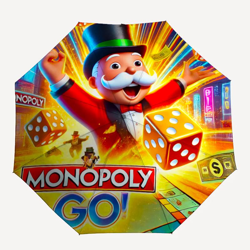Monopoly Theme Automatic Umbrella, Lightweight & Portable, 8 Rib, Perfect for Outdoor Travel, Birthdays, Christmas, Gifts.