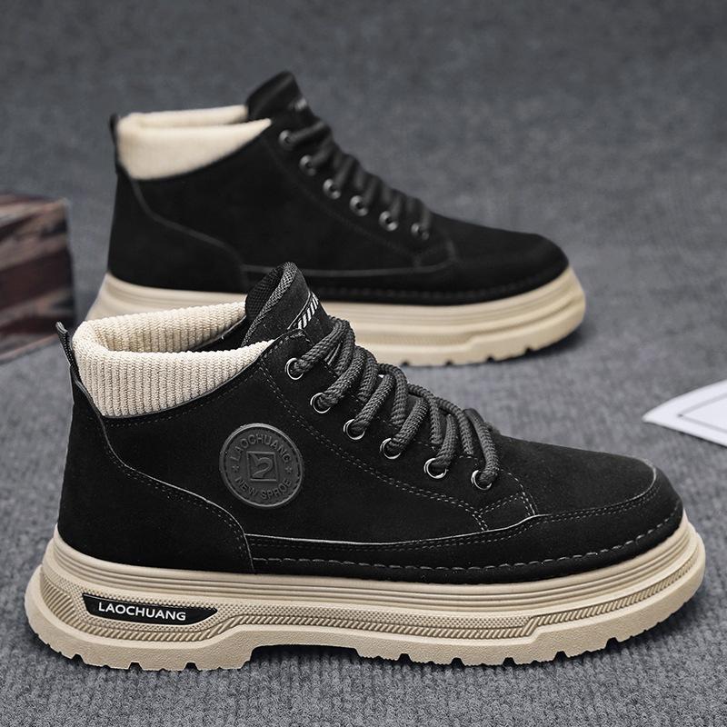 Martin Boots Fashion High-top Tooling Men's Shoes Increase Height Autumn New Leather Trendy Shoes