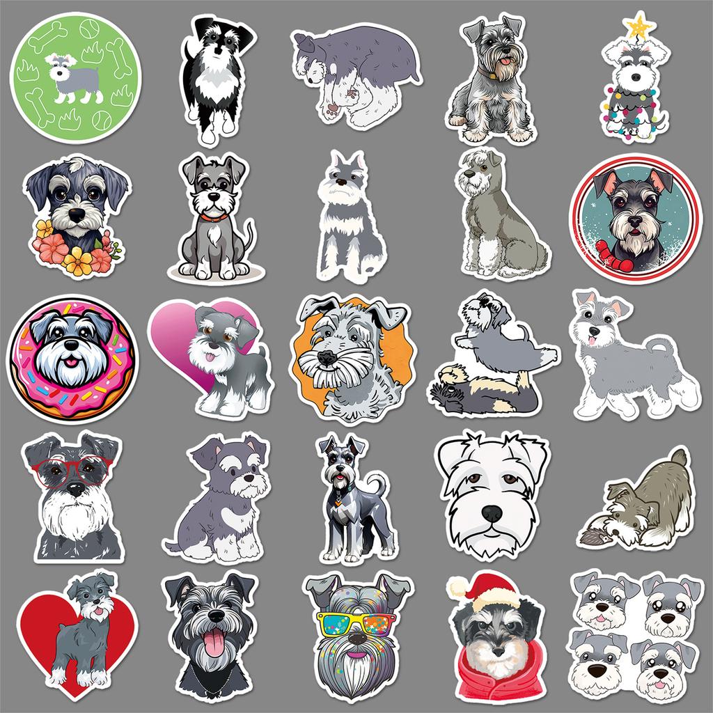 50 Schnauzer Graffiti Stickers Personalized Cartoon Cute Dog Decorative Mobile Phone Case Water Cup Waterproof Stickers