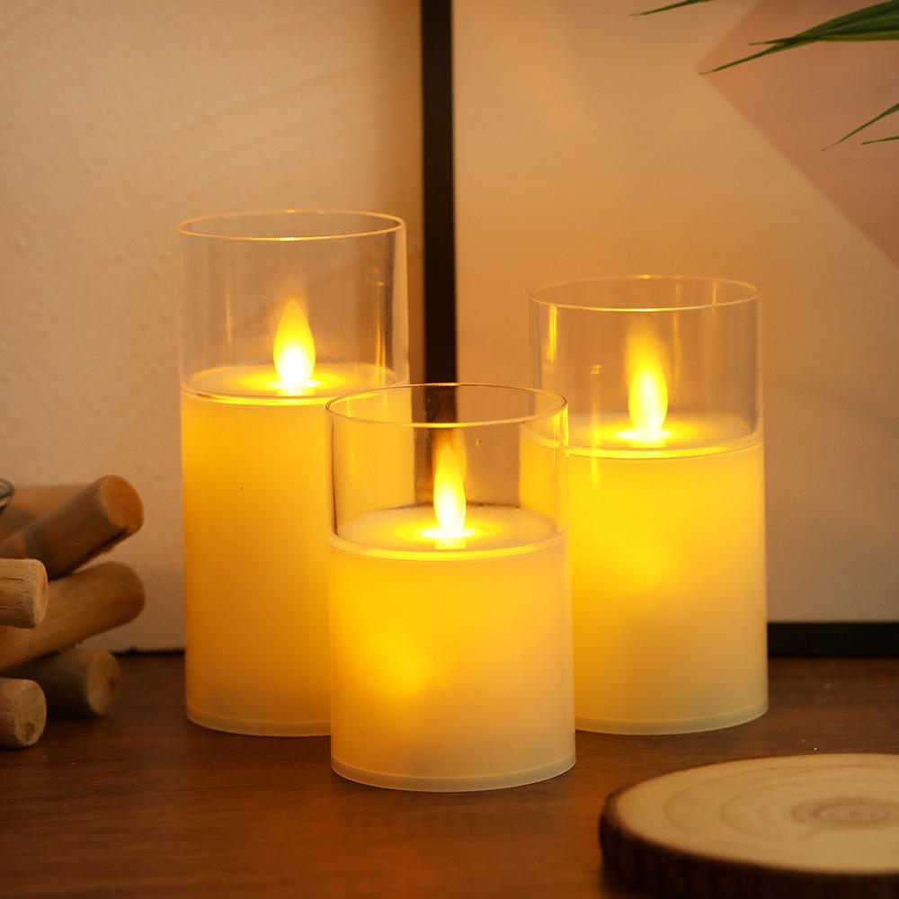 LED Flameless Pillar Votive Candles LED Tea Lights Electric Candle with Moving Wick Window Candle Lights Simulation Candles Lamp