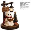Miniature Ghost Ornaments Halloween Figurine, Vintage Cozy Reading Book/Walking Dog Statue with Lantern, Funny Statues Light Up Spooky Resin Tabletop
