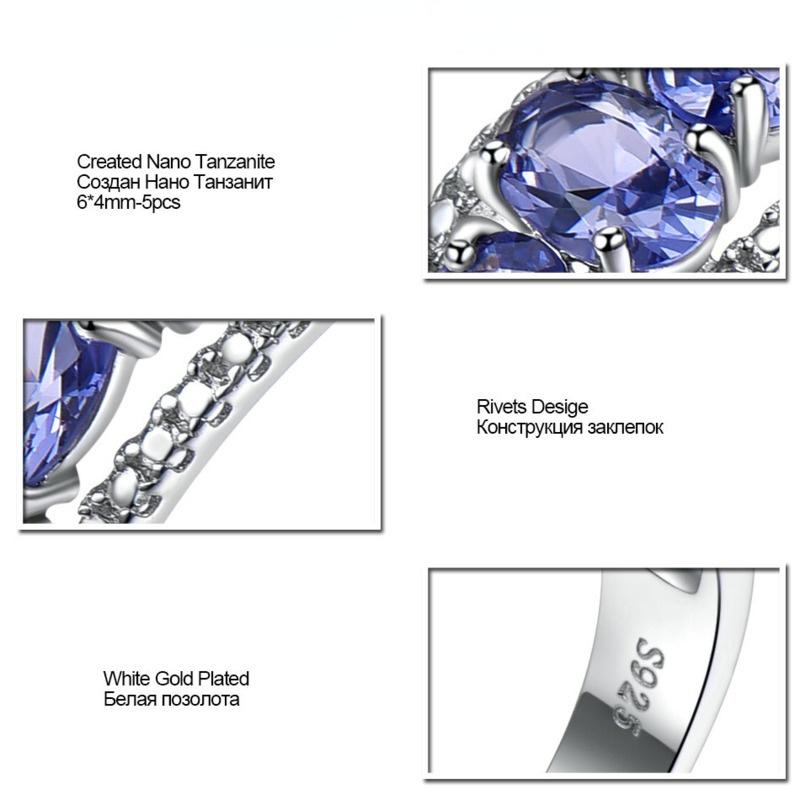 Gica Gema Кольца с синим сапфиром и танзанитом для женщин, обручальные ювелирные изделия, натуральное твердое кольцо из стерлингового серебра 925 пробы, ювелирные изделия