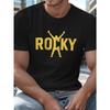 Европейский размер плюс размер Мужская летняя футболка, ROCKY с графическим принтом-силуэтом, короткий рукав, модные повседневные топы для повседневной жизни, большие размеры