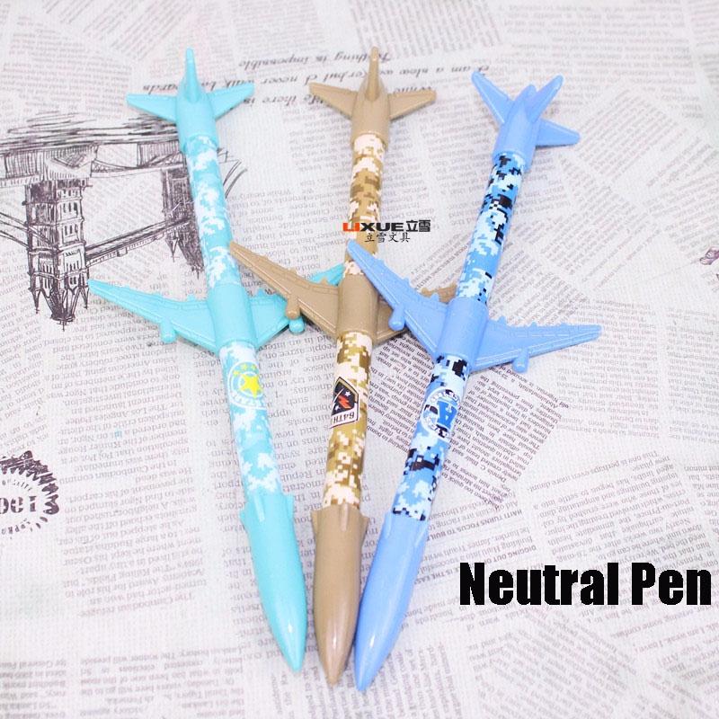 2Pcs Set 0.35mm Cute Camouflage Plane Model Neutral Pen Stationery Snow Firewire Cf Creative