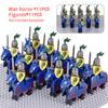 Средневековые военные наборы, кавалерийские фигурки, строительные блоки, солдат, спартанский воин, рыцари, римское оружие, аксессуары, игрушки для детей
