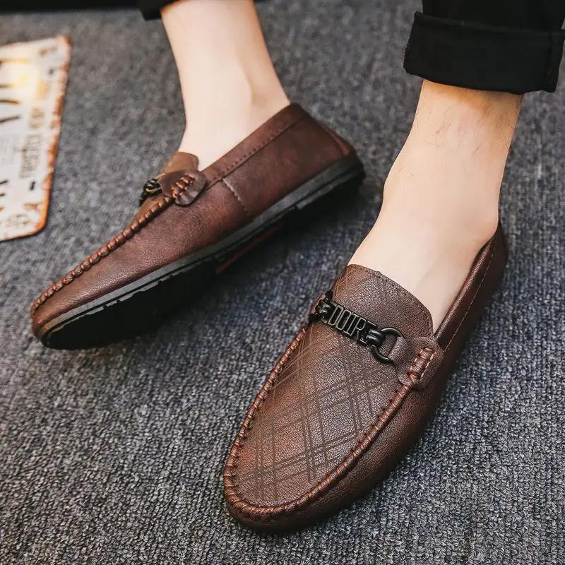 Men's Leather Shoes Comfortable Soft Moccasin Slip-on Male Casual Shoe Retro Size 45 Designer Shipping Free Footwear Offer Pu