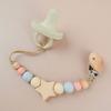 Star Pacifier Holder Clips Wood Baby Teether Toys Straps Anti-lost Baby Pacifier Chain  Toddler