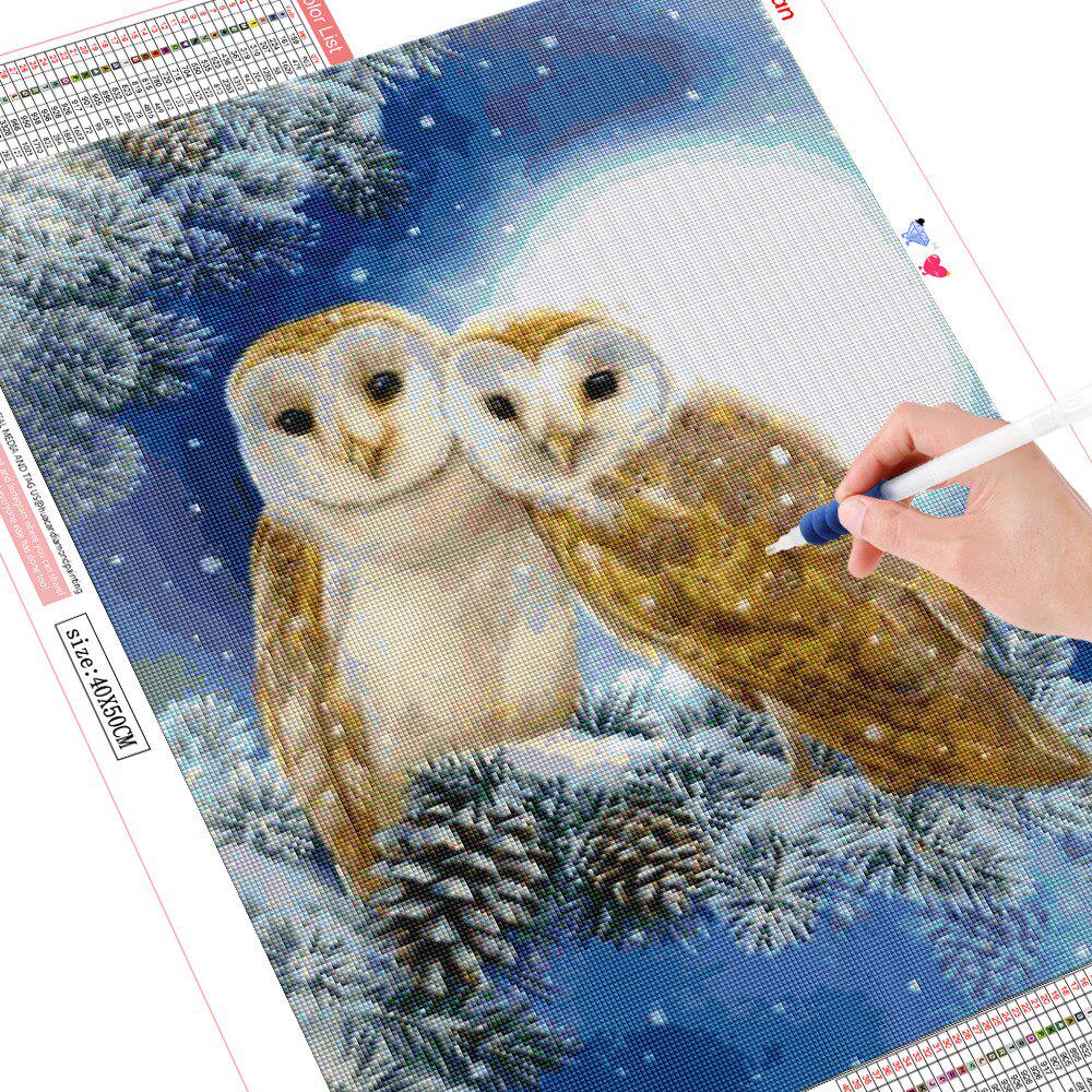 Diamond Embroidery Sale Owl Full Drill Square 5d Diamond Painting Winter Rhinestones