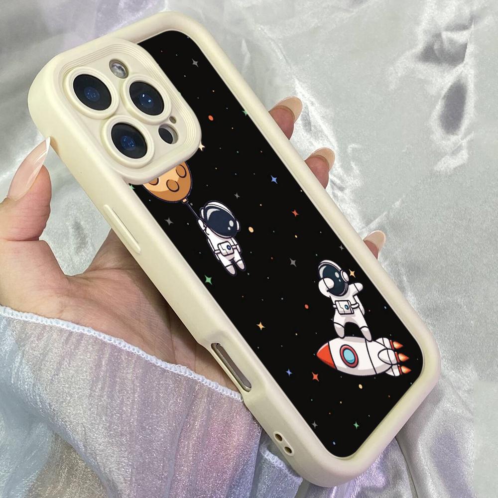 JT461 Ретро-чехол «Космонавт» для iPhone 17 16 15 14 13 Pro Max, Samsung S26 S25 Ultra A17 A07 A56 A16, Xiaomi 15T, Redmi 15c 14C.