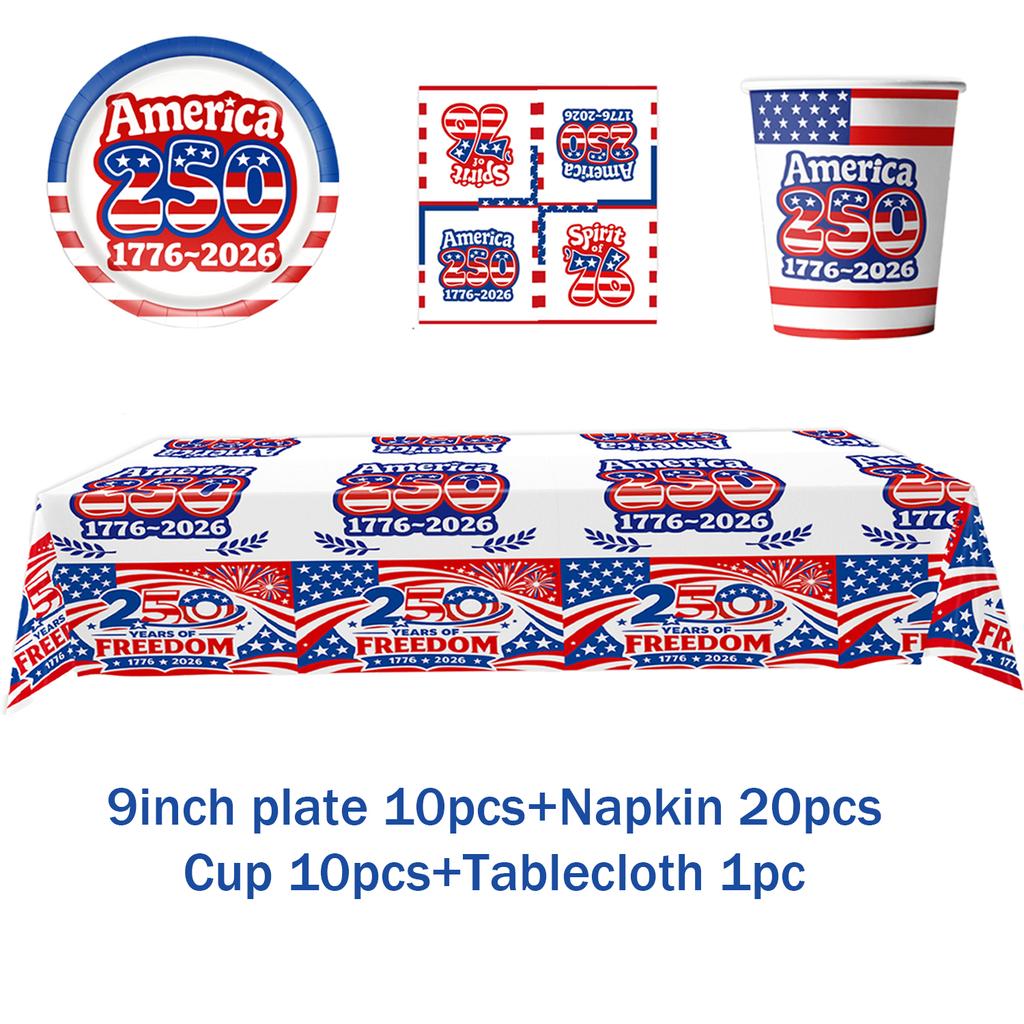 American Independence Day Theme Festival Party Decorations 250th Anniversary Celebration Cup Plate Tableware Background Supplies
