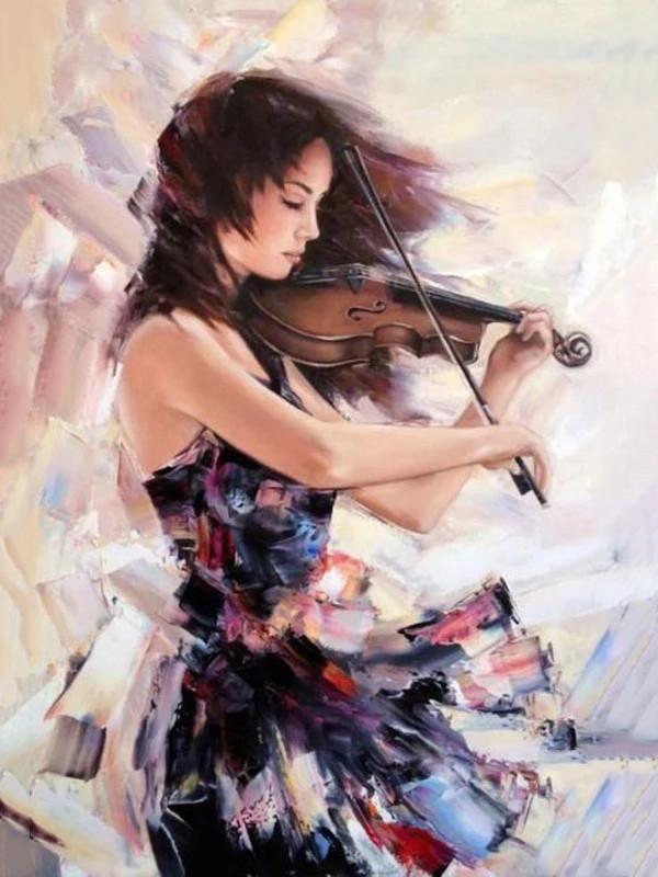 5d Алмазная картина Красота Скрипка Вышивка крестиком Полный Круглый Алмазная вышивка Портрет Горный хрусталь Комплект Домашний Декор