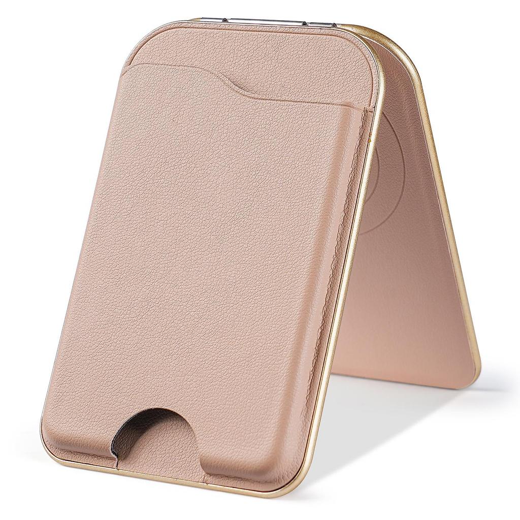 iPhone 17 Magnetic Bracket Magsafe Rotating Mirror Stand with Card Holder