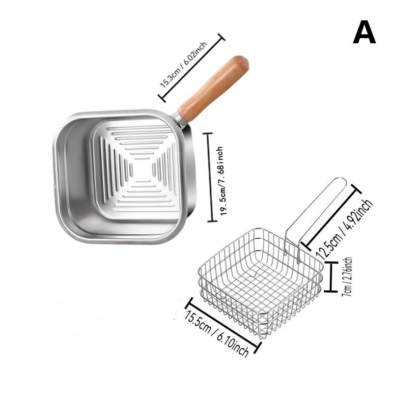 Кастрюля для фритюра из нержавеющей стали Сковорода Экономичная квадратная глубокая сковорода-фритюрница с корзиной и ручкой Универсальная фритюрница с крышкой