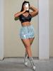 Rose Beauty A New Y2K Vintage Metallic Silver Seat Detail Denim Mini Skirt Hottie Summer Outfit