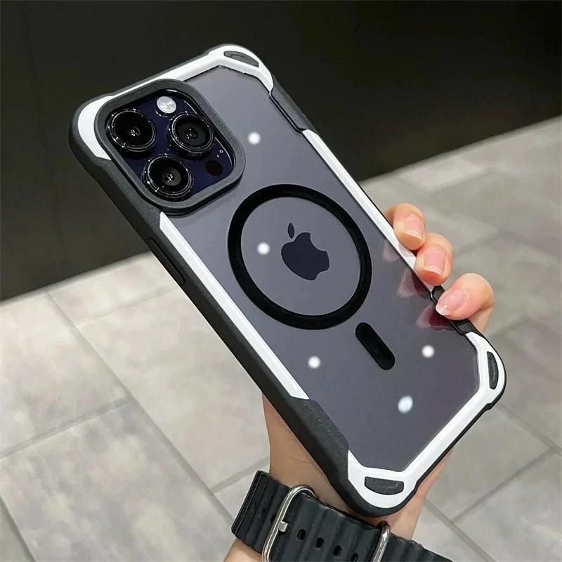 For Magsafe Magnetic Wireless Charge Clear Case For iPhone 16 15 14 Plus 13 12 Pro Max Hybrid Armor Bumper Shockproof Hard Cover