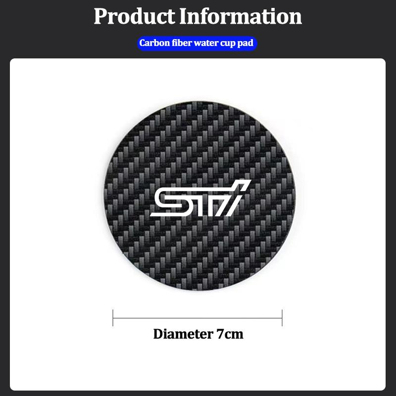 2Pcs Carbon Fiber Coaster Car Water Cup Anti-slip Pad Mat Auto Interior For Subaru STI XV Forester Crosstrek Mpreza WRX Tribeca ferh5