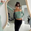 Женские летние топы без рукавов, уличная одежда, тонкие облегающие футболки с длинными рукавами из двух предметов, укороченные топы, однотонные