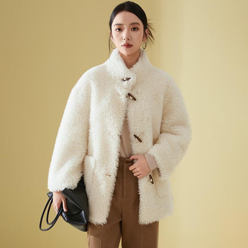 Kaiser Женское полудлинное пальто из овчины с воротником-стойкой и пуговицами-тогглами