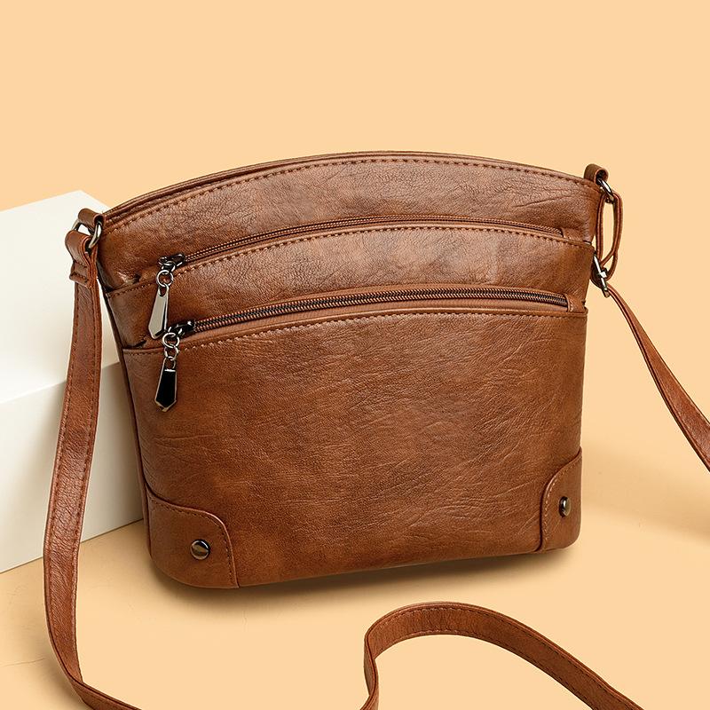 Customer Order Women's Bag 2025 New Retro Fashion Multi-layer Bucket Bag Soft Leather Lady Middle-aged Mother Lady Messenger Bag