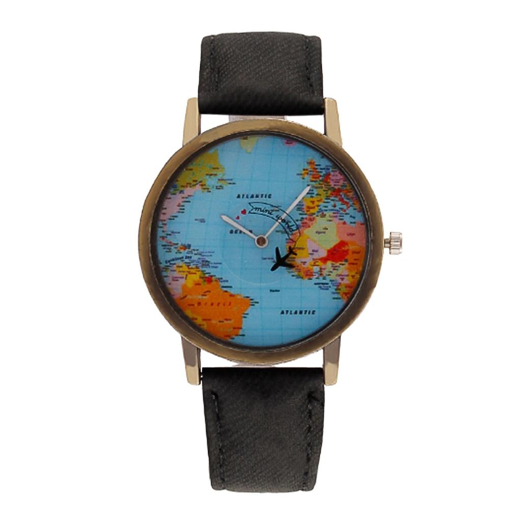 Модные Ретро Кварцевые Часы Самолет Подержанные Часы Карта Унисекс