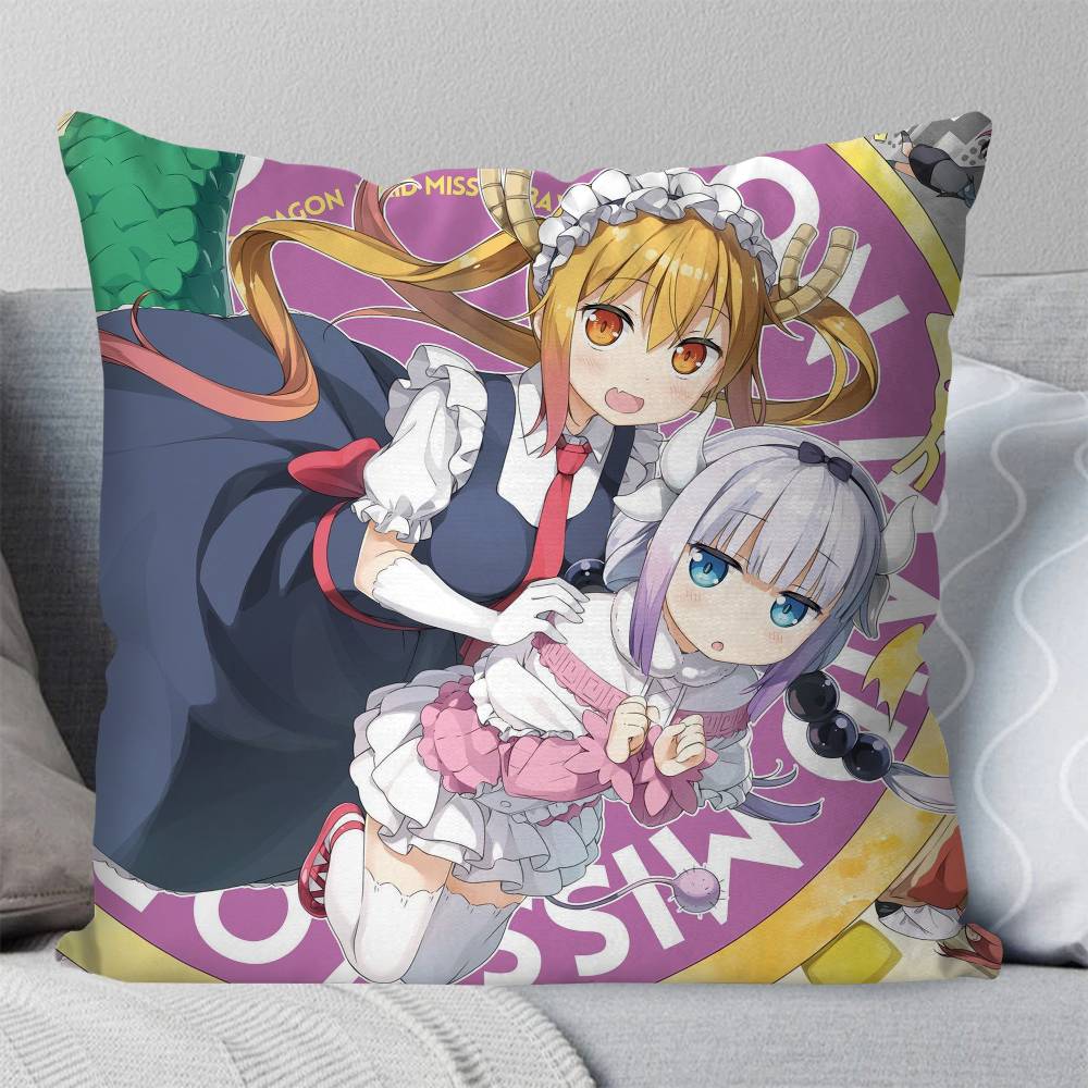 Miss Kobayashis Dragon Maid Anime Pillow Case Fashion Square Pillowcase Bedroom Sofa Room Ins Decoration Leisure