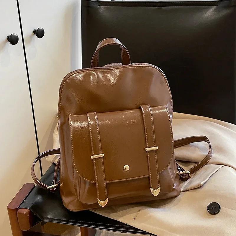Retro Sophisticated Small Briefcase for Women New University Style Daily Commuter Backpack