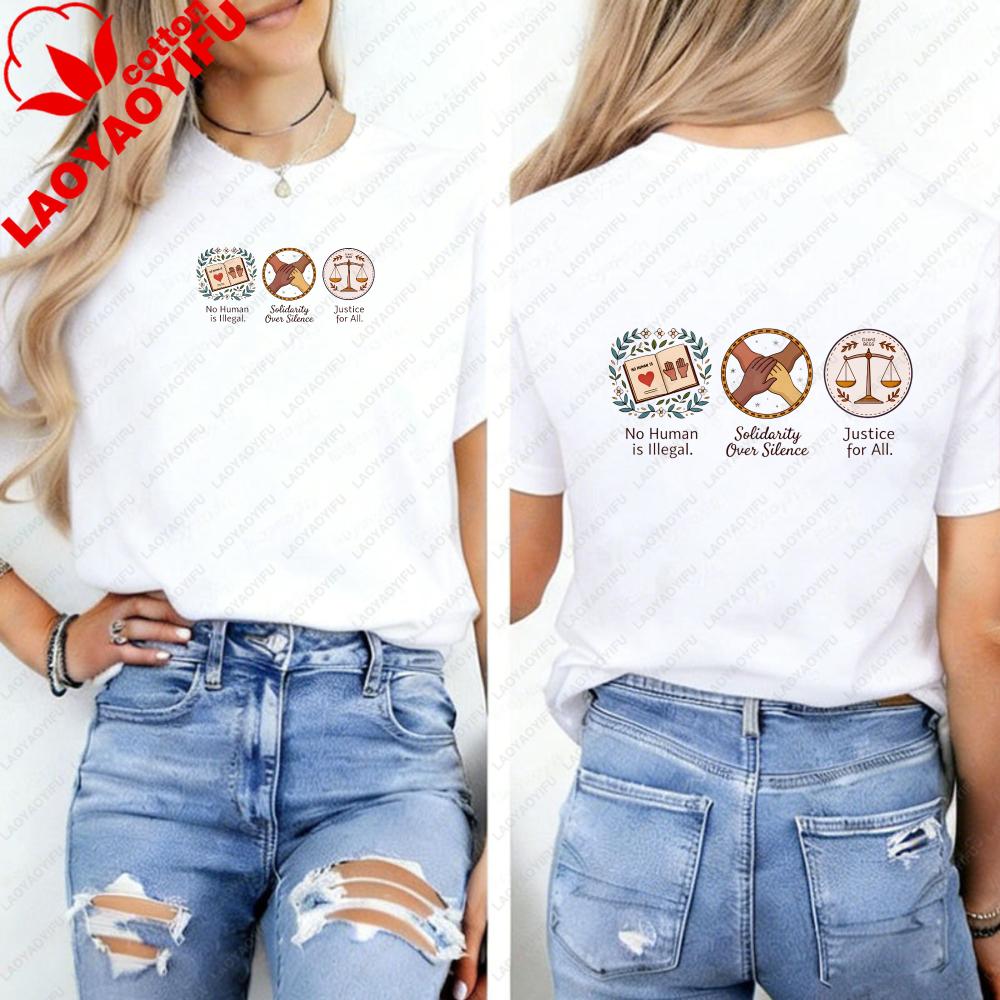 HuUnisex Rights TShirt Equality Social Justice Unisex Clothing Gothic Harajuku Aesthetic Clothes Y2k Top High Quality Cotton Tops
