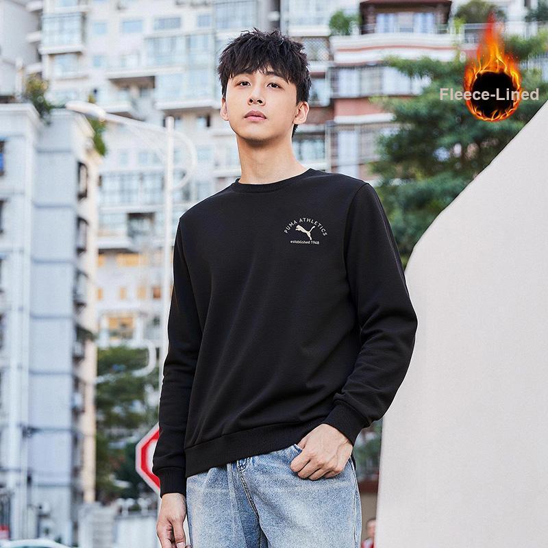 Puma Athletics FW25 Флисовый пуловер с круглым вырезом, с длинным рукавом, мужской свитшот 694697-01