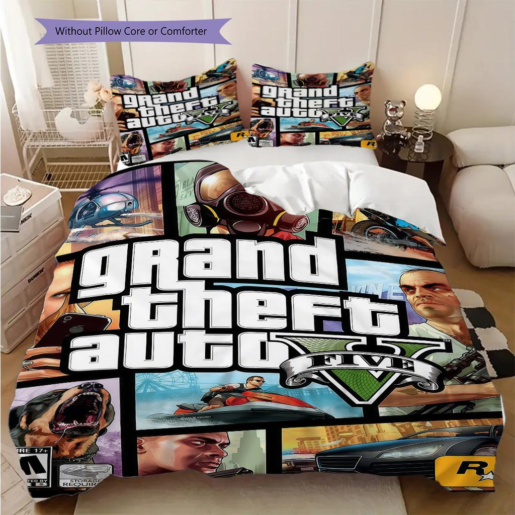 Grand Theft Auto V Cover Artwork Bedding 1 Duvet Cover 2 Pillowcase Without Core Duvet Cover And Pillowcase Bedding Set