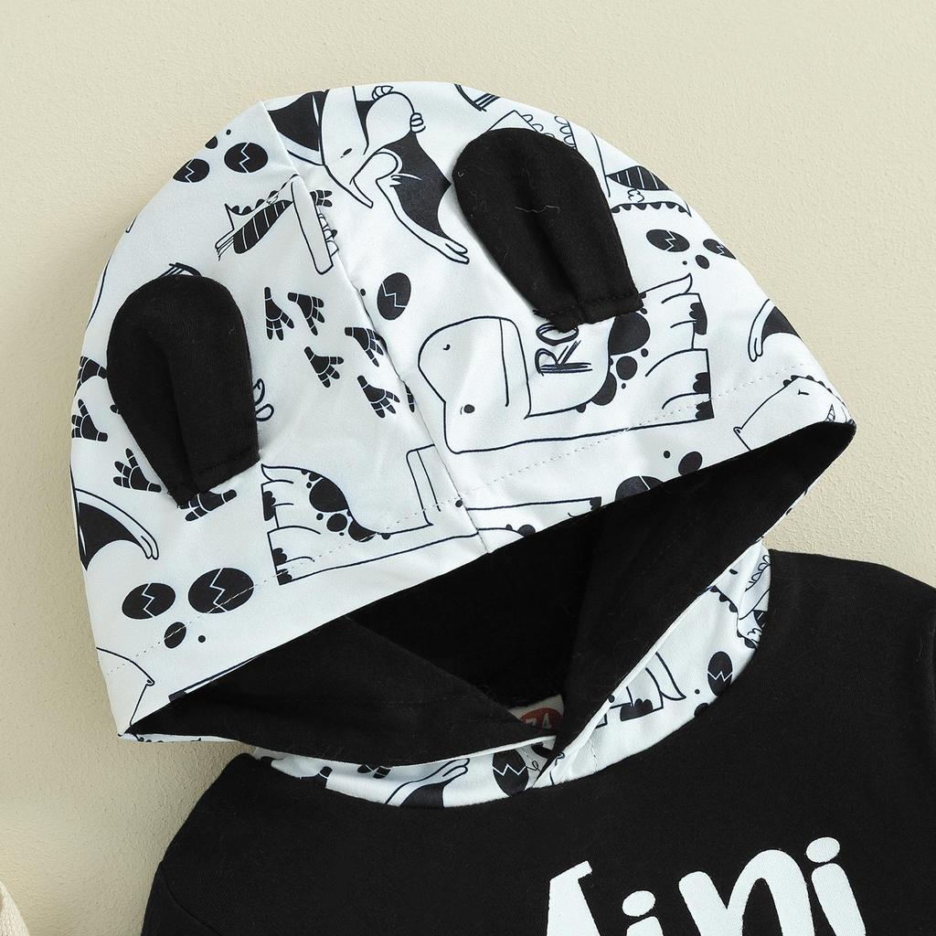 Брючный костюм для маленьких мальчиков, 6 м, 12 м, 18 м, 24 м, украшение для ушей с героями мультфильмов, свитер с большими карманами и брючным костюмом с высокой талией