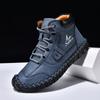 Hand Stitching Leather Shoes Outdoor Men Boots Autumn Retro Breathable Casual Shoes Non-Slip Lace Up Ankle Work Boots Winter