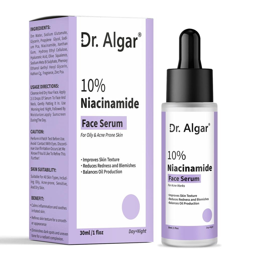 Доктор. Сыворотка для лица Algar Oil Control & Anti-Acne с 10% ниацинамида и цинком 30 мл | Очищение кожи, устранение несовершенств и уход за порами для всех типов кожи