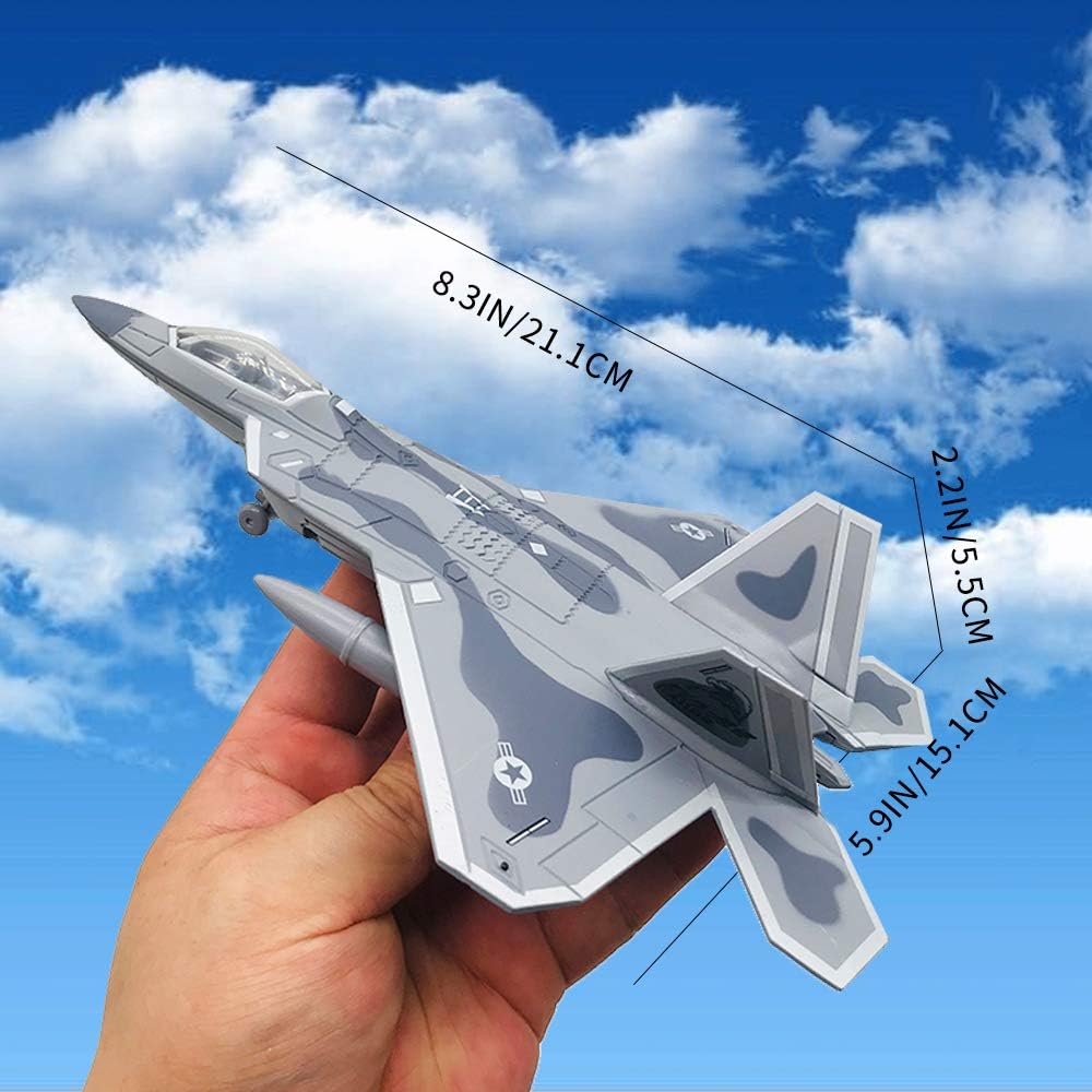 Масштаб 1/100 F-22 Raptor Fighter Jet, литая модель самолета, охотничья игрушка
