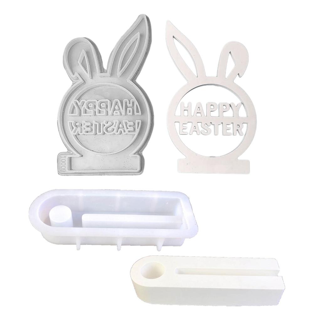 3D Rabbit Candle Holder Silicone Molds Easter Rabbit Resins Mould Candlesticks Castings Molds DIY Table Decorations
