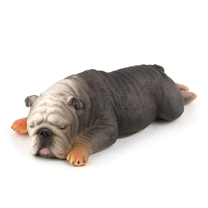 Реалистичная фигурка щенка бульдога, статуя, скульптура, модель для коллекции любителей собак