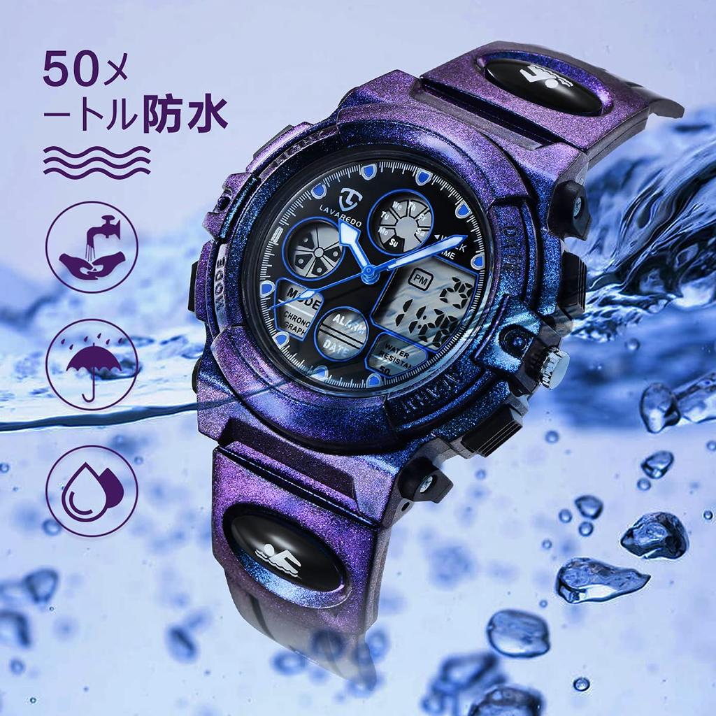 Часы для мальчиков, спортивные часы для активного отдыха, многофункциональные, водонепроницаемые, с оповещением, датой, днем, двойное время, светодиодный аналоговый дисплей, для девочек и мальчиков, цифровые часы для детей