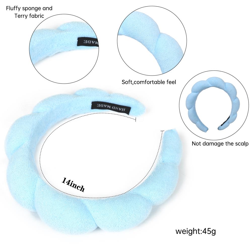 Повязка на голову с пухлой губкой для ухода за кожей для девочек, повязка на голову для мытья лица, для мытья волос, повязка на голову с большим круассаном, повязка на голову для ухода за кожей, повязка на голову для душа, йоги