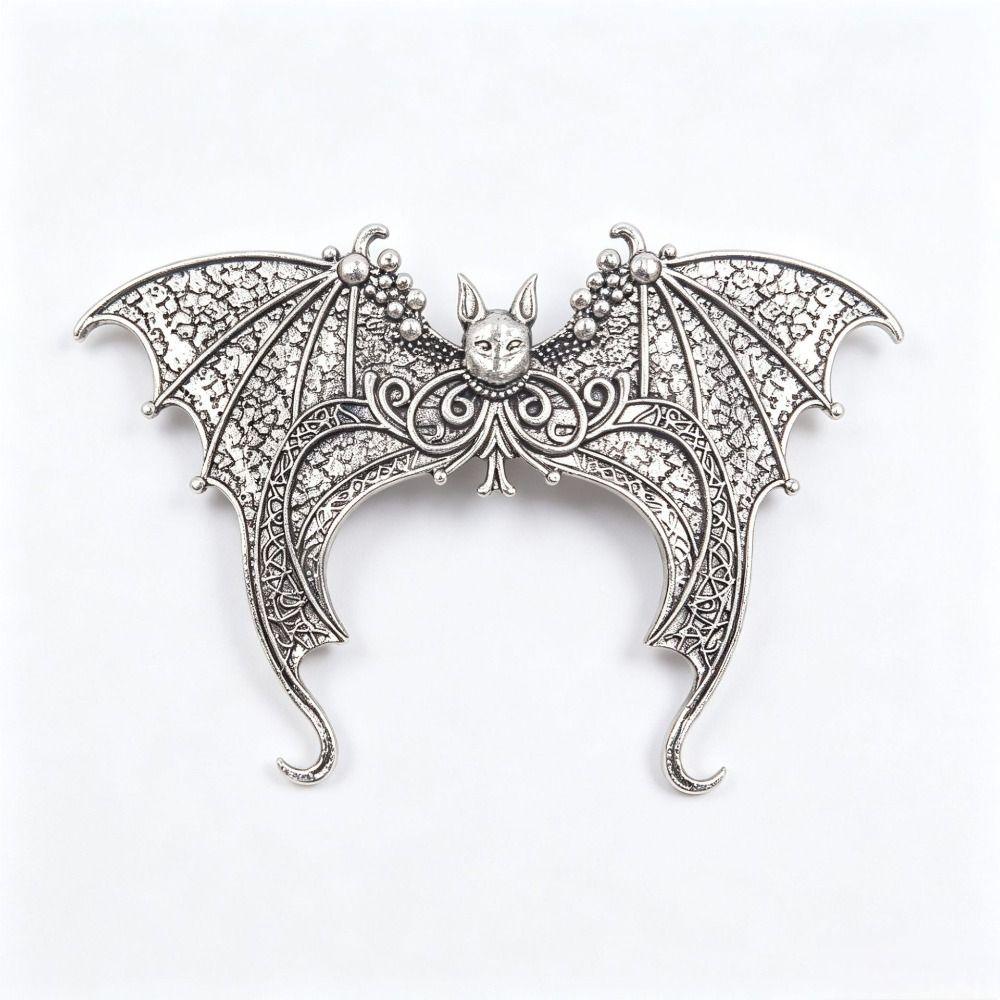 Viking Vintage Silvery Bat Hair Clip Halloween Cosplay Hair Clip Cosplay Costume Prop
