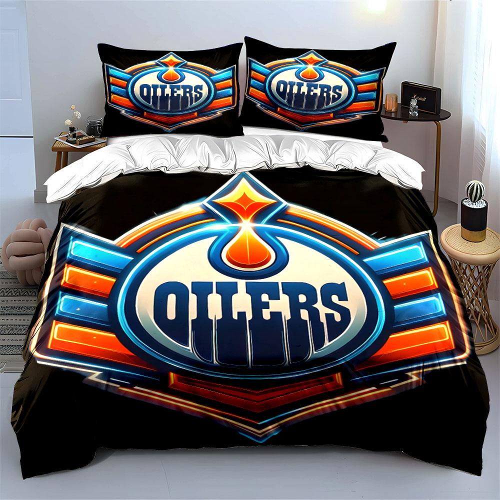 "Oilers Themed Bedding Set Design" Print Bedding Set Duvet Cover Pillowcases (1* Duvet Cover 2* Pillowcases Do Not Include Comforter)