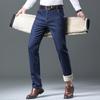Зимние теплые плюшевые джинсы Мужские толстые термо-повседневные прямые джинсовые брюки Мужские деловые рабочие стрейч брюки Одежда