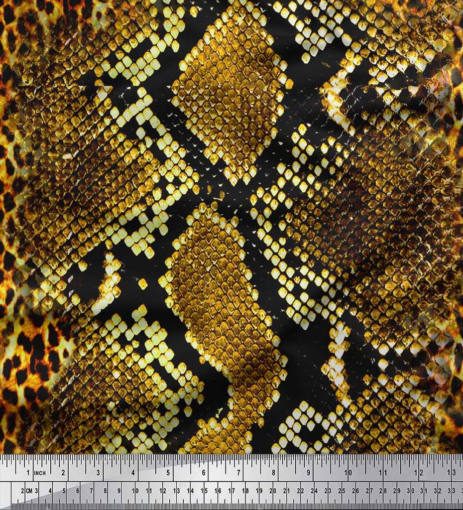 Soimoi Оранжевая японская креп-сатиновая ткань с принтом леопарда и змеиной кожи животных ткань для рукоделия по метрам 42 дюйма