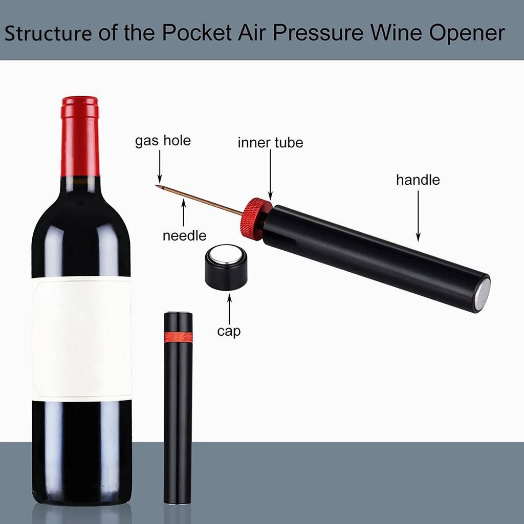 Needle Type Air Pump Bottle Opener Travel Portable Pocket Corkscrew Wine Bottle Opener for Home Restaurant Party Bar Accessories