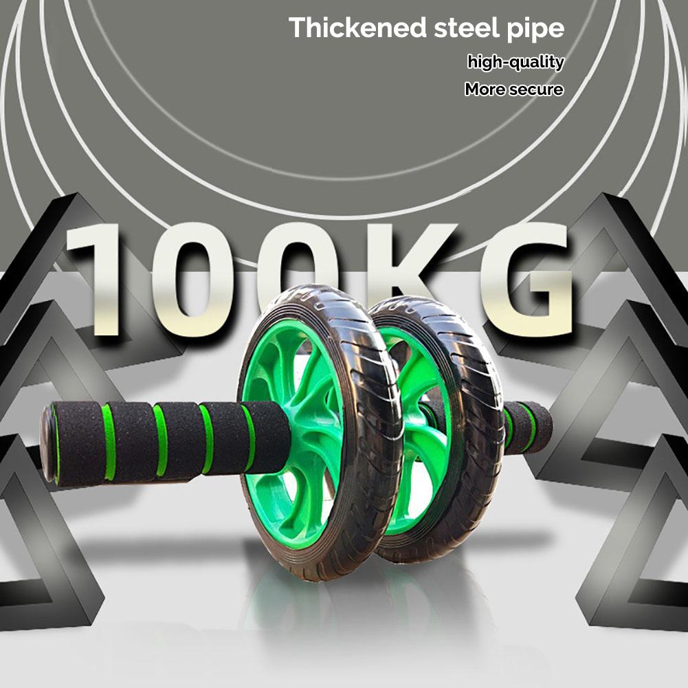 2 Wheels Abdominal Roller With Floor Mat Wear-resistant Anti-skid Home Fitness Exercise Training Equipment