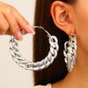 European and American Bold Geometric Circle Earrings: High-End Punk Design with Thick Chain Elements