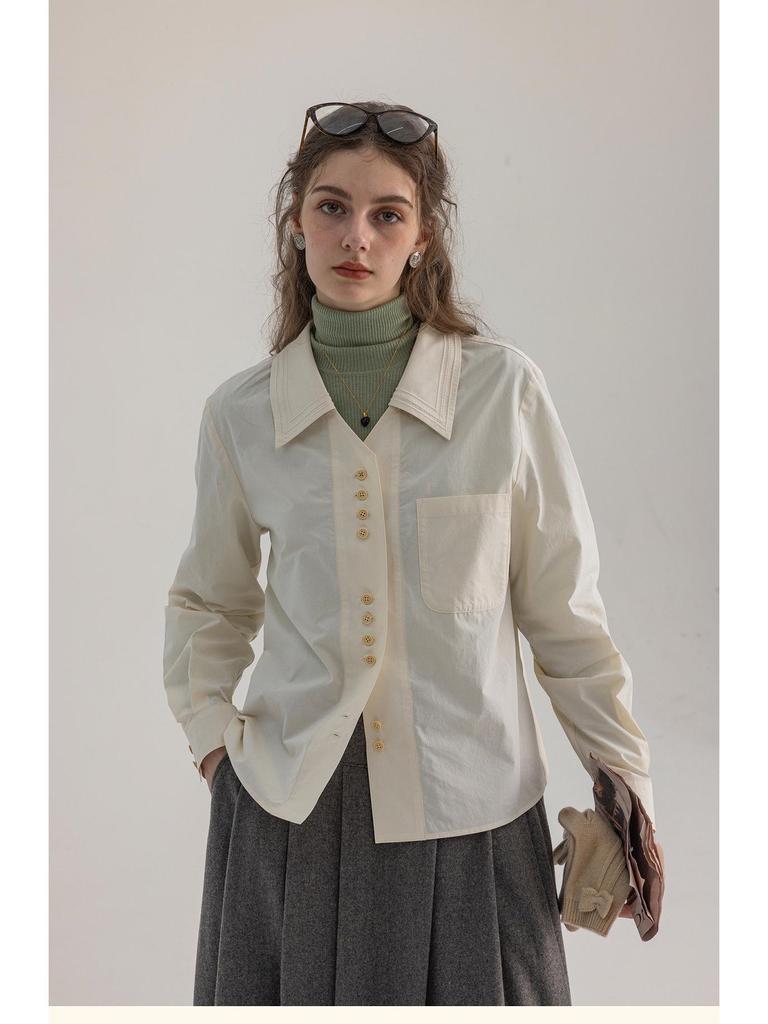 Dailyart Женская приталенная рубашка для офиса с вышивкой "Синяя волна Морская соль"