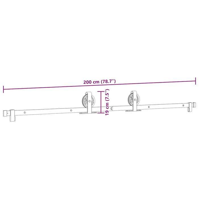 VidaXL Sliding Door Hardware Kit 200 Cm Steel Black, Sliding Door Hardware, Door Roller 4009733