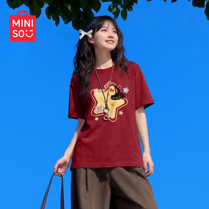 MINISO Женская хлопковая футболка с влагоотводящими свойствами