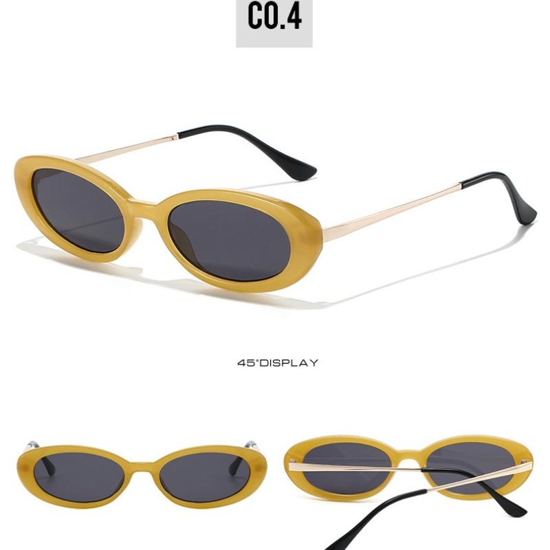 Retro Oval Small Frame Sunglasses, Thin Metal Temple Sunshade Sunglasses, Women's Street Photography Versatile Decorative Glasses