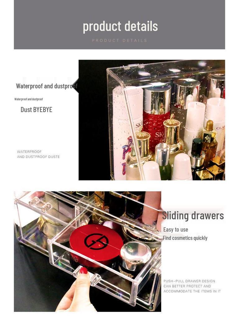 Прозрачный пыленепроницаемый органайзер для косметики большой вместимости для помады и средств по уходу за кожей