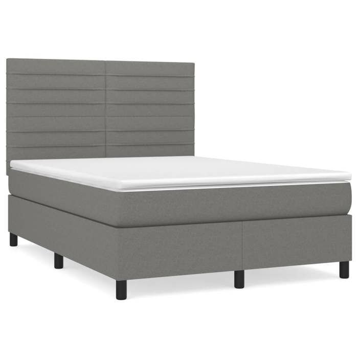 Maison Exclusive - Sommier à lattes de lit avec matelas Gris foncé 140x190cm Tissu